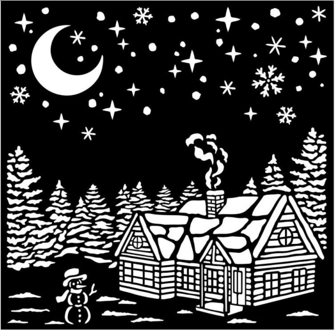Stamperia Dikke stencil kerstdorp